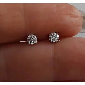 CERTIFIED Genuine Moissanite Diamond Round Cut 1/4 Ct. Stud Earrings~18K/925SS